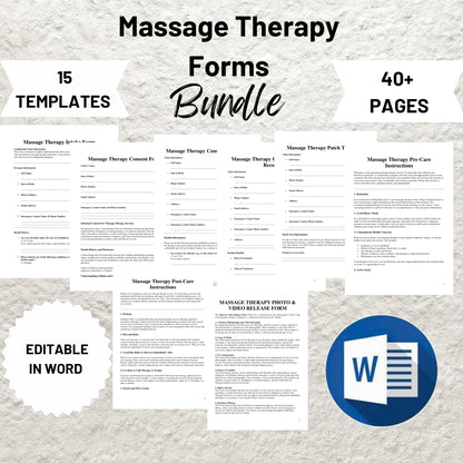 Massage Therapy Forms Bundle Editable Massage Intake Form Printable Massage Consent Form Massage Consultation Esthetician Spa Forms