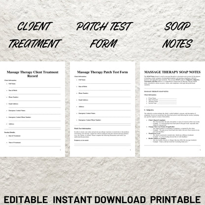 Massage Therapy Forms Bundle Editable Massage Intake Form Printable Massage Consent Form Massage Consultation Esthetician Spa Forms