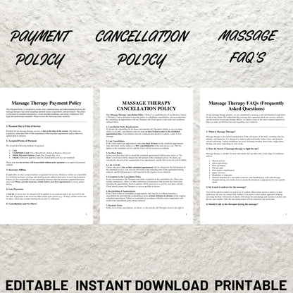 Massage Therapy Forms Bundle Editable Massage Intake Form Printable Massage Consent Form Massage Consultation Esthetician Spa Forms