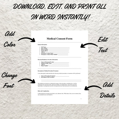 Medical Consent Form Template Editable Child Medical Consent Printable In Case of Emergency Grandparent Medical Consent New Patient Form