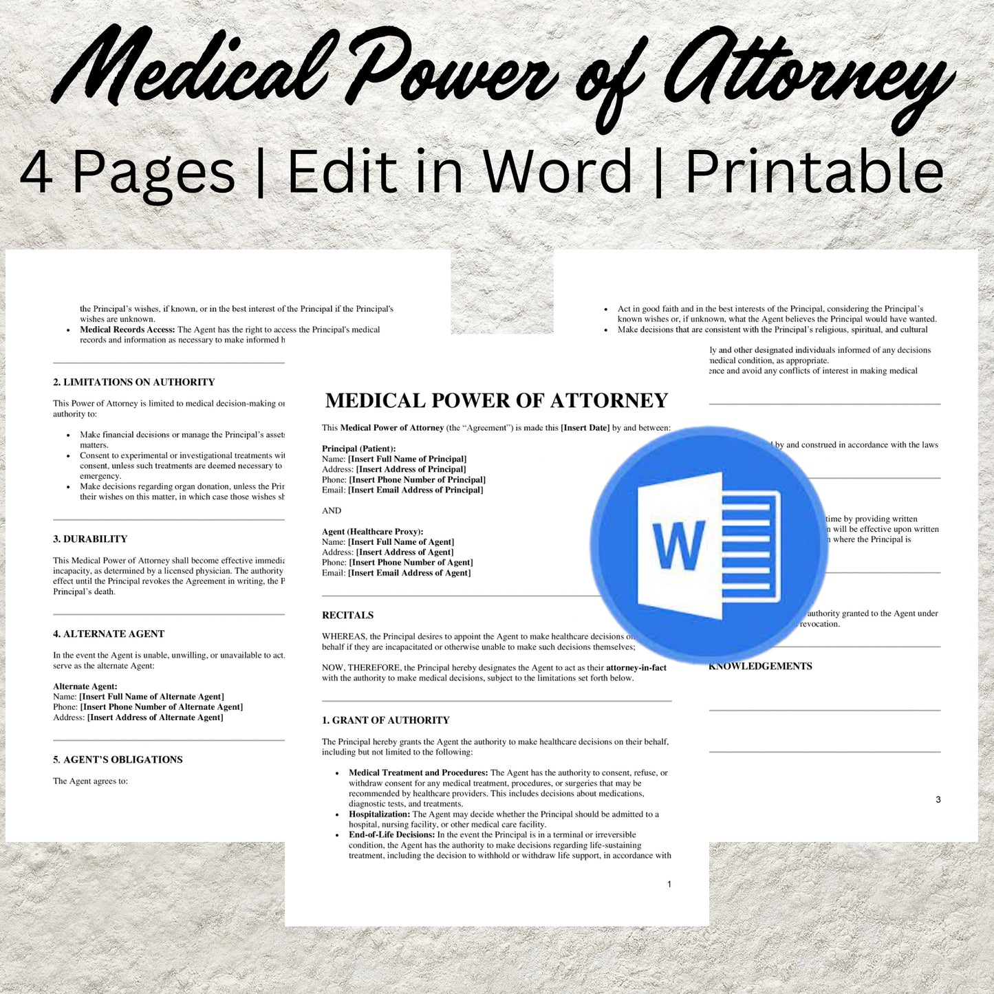 Medical Power of Attorney Form Template Editable Health Care Power of Attorney Form Printable Medical Power of Attorney Attorney Forms