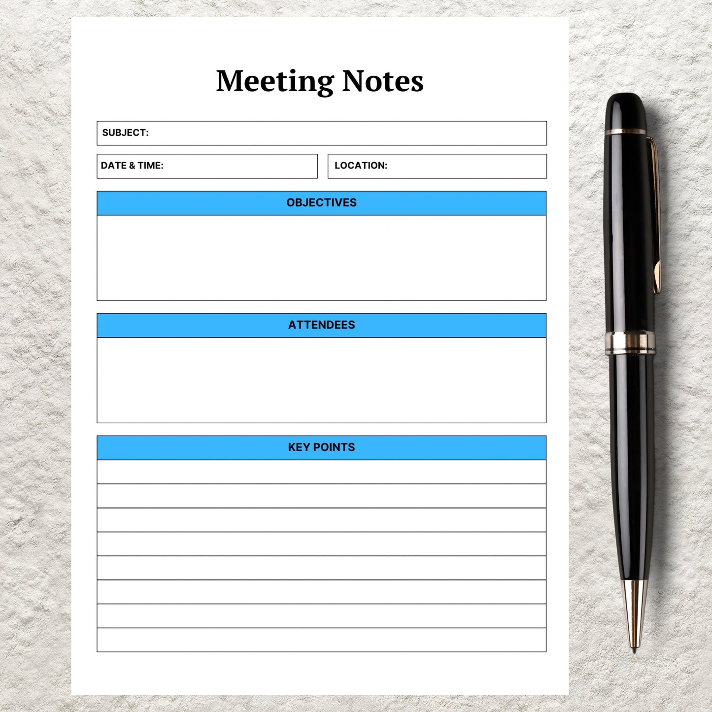 Meeting Notes Template Printable Meeting Minutes Business Project Record Business Gathering Agenda Meeting Notes Business Note Taking