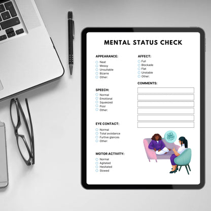 Mental Status Exam Cheat Sheet Template MSE Checklist Cheat Sheet Mental Health Form Psychological Evaluation Testing Mental Assessment PDF