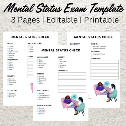 Mental Status Exam Cheat Sheet Template MSE Checklist Cheat Sheet Mental Health Form Psychological Evaluation Testing Mental Assessment PDF