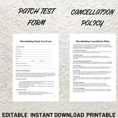 Microblading Forms Bundle Editable Microblading Consent Form Printable Microblading Consultation Form Esthetician Beauty Salon Forms