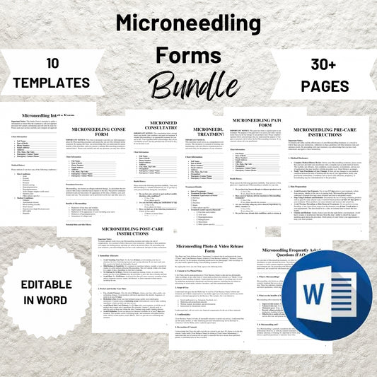 Microneedling Forms Bundle Editable Microneedling Consent Form Microneedling Client Intake Form Microneedling Consultation Esthetician Forms