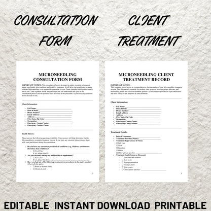 Microneedling Forms Bundle Editable Microneedling Consent Form Microneedling Client Intake Form Microneedling Consultation Esthetician Forms