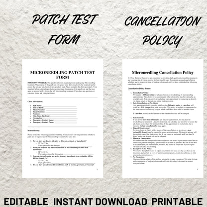 Microneedling Forms Bundle Editable Microneedling Consent Form Microneedling Client Intake Form Microneedling Consultation Esthetician Forms