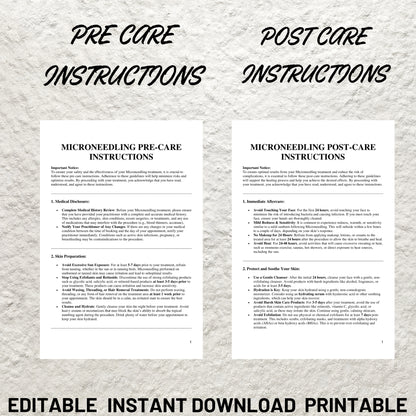 Microneedling Forms Bundle Editable Microneedling Consent Form Microneedling Client Intake Form Microneedling Consultation Esthetician Forms