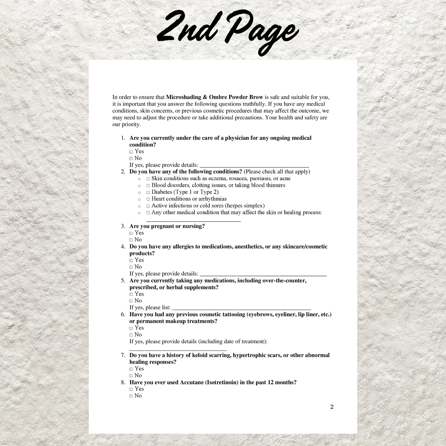 Microshading Consent Form Template Editable Ombre Powder Brow Consent Form Printable Microshading Intake Consultation Form Esthetician Form