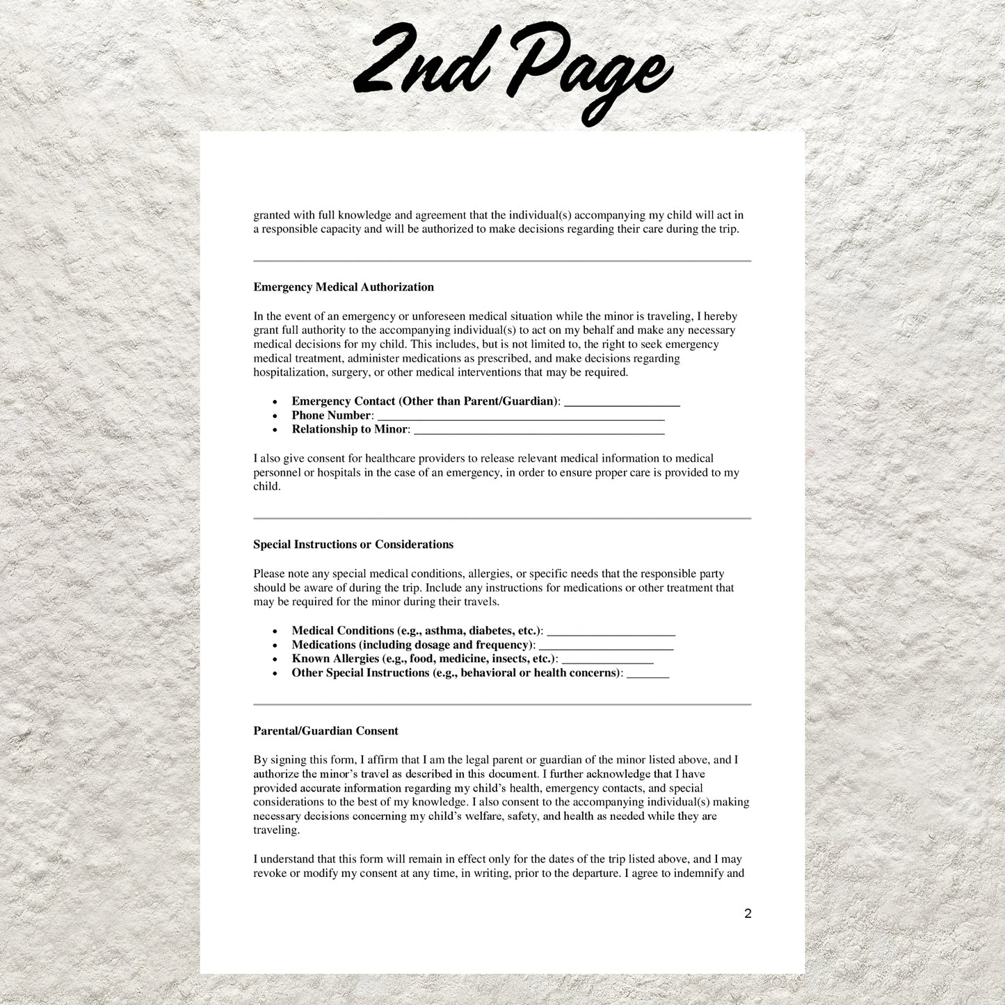 Minor Travel Consent Form Template Editable Child Travel Authorization Form Printable Child Travel Permission Parental Consent for Travel