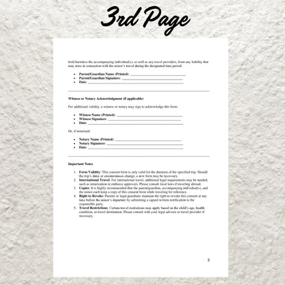 Minor Travel Consent Form Template Editable Child Travel Authorization Form Printable Child Travel Permission Parental Consent for Travel