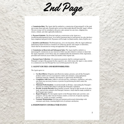 Commission Agreement Template Editable Commission Sales Agreement Printable Sales Employee Agreement Employee Contract Bonus Contract Form