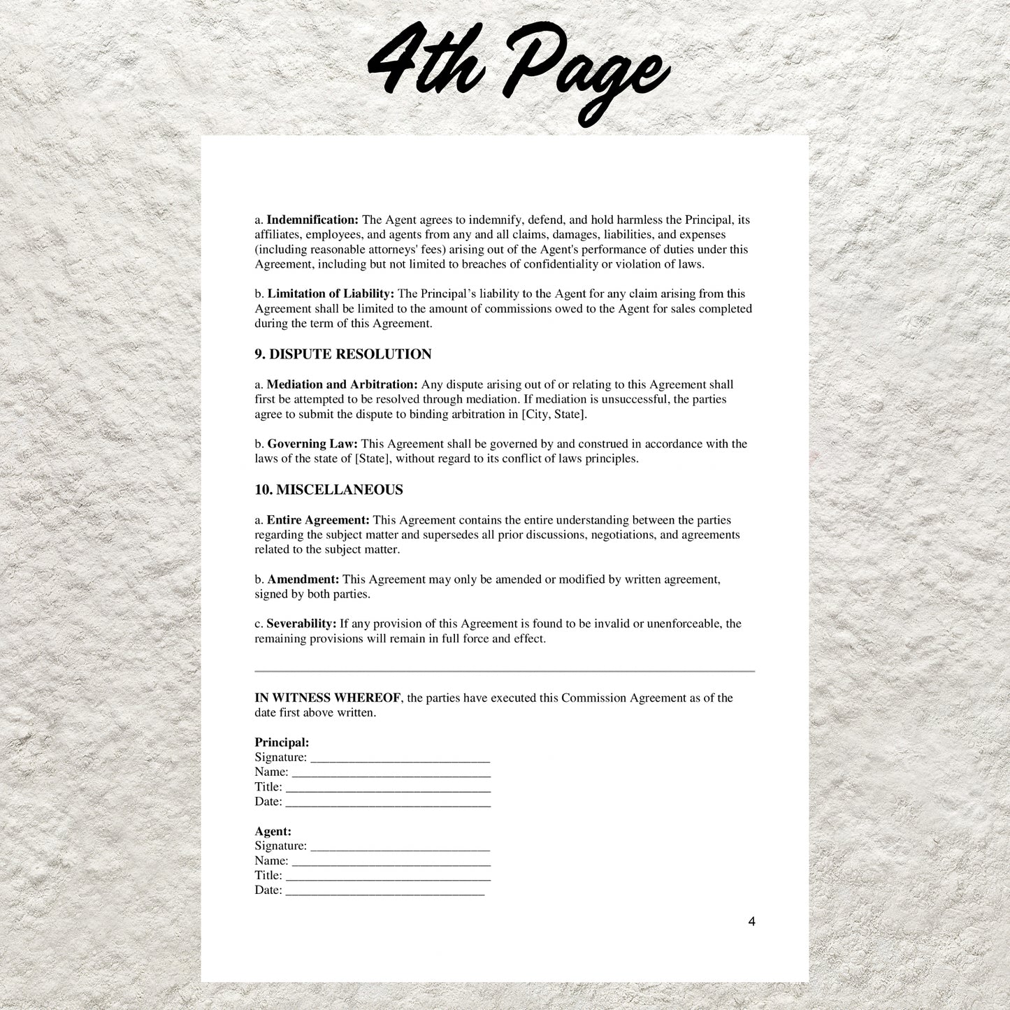 Commission Agreement Template Editable Commission Sales Agreement Printable Sales Employee Agreement Employee Contract Bonus Contract Form