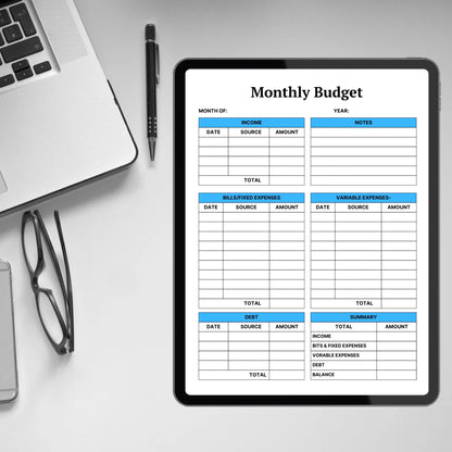 Monthly Budget Planner Template Printable Budget Tracker Finance Overview Financial Journal Editable Monthly Budget Sheet Expense Income