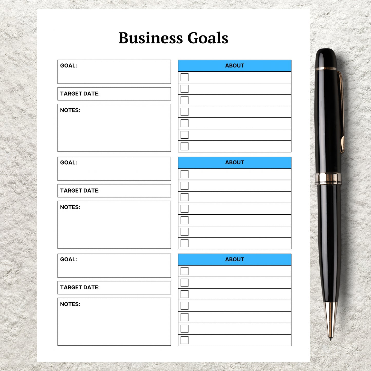 Monthly Business Goals Template Printable Business Goals Planner Direct Sales Goals Goal Worksheet Home Online Small Business Goal Planning