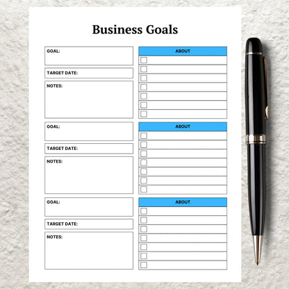 Monthly Business Goals Template Printable Business Goals Planner Direct Sales Goals Goal Worksheet Home Online Small Business Goal Planning