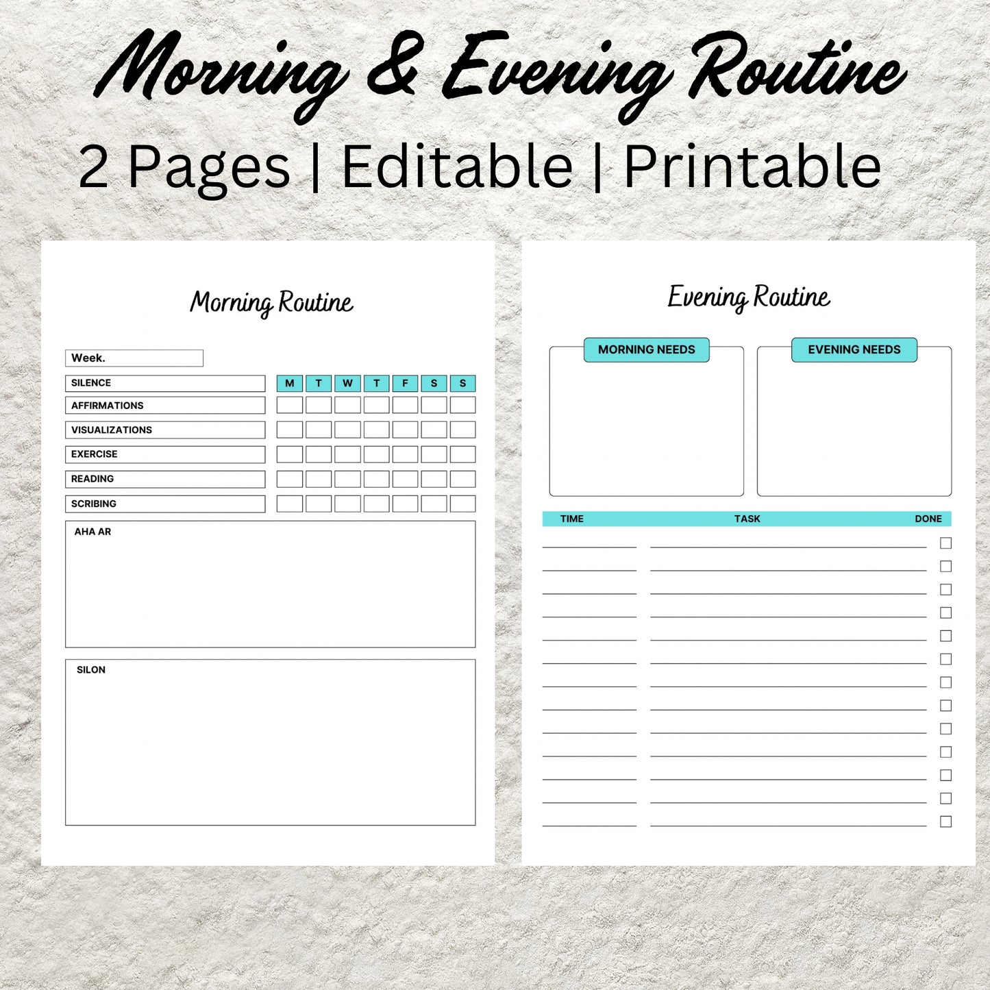 Morning and Evening Routine Checklist Printable Morning and Night Daily Routine Template Planner Daily Routine Tracker Bedtime Routine Chart