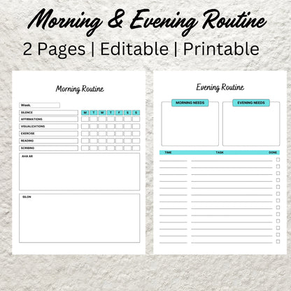 Morning and Evening Routine Checklist Printable Morning and Night Daily Routine Template Planner Daily Routine Tracker Bedtime Routine Chart