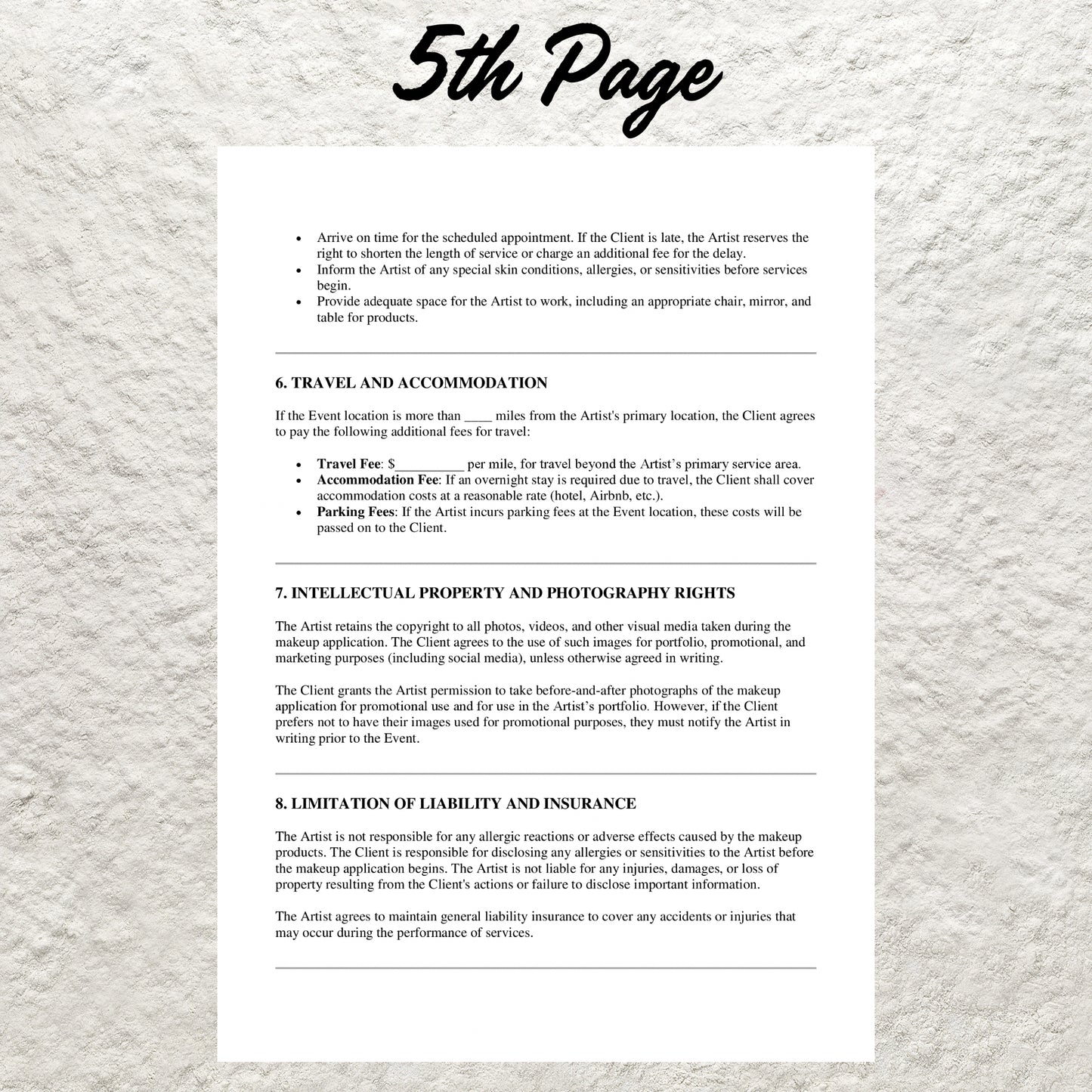 MUA Makeup Artist Contract Template Editable Makeup Service Contract Agreement Form Printable Wedding Bridal Makeup Artist Contract Form