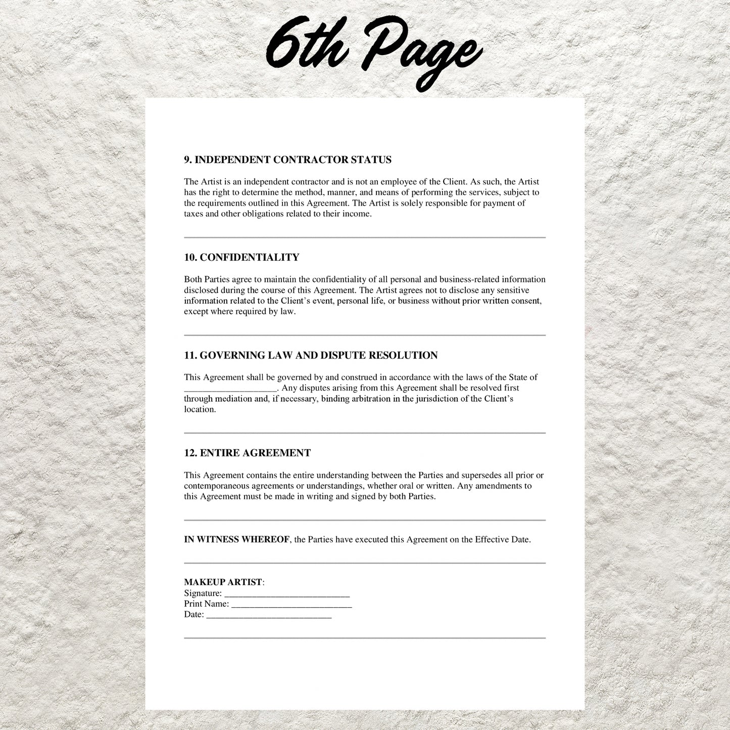 MUA Makeup Artist Contract Template Editable Makeup Service Contract Agreement Form Printable Wedding Bridal Makeup Artist Contract Form