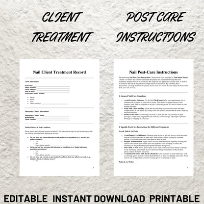 Nail Technician Forms Bundle Editable Nail Tech Consent Form Printable Nail Tech Intake Form Nail Consultation Form Nail Salon Business Form