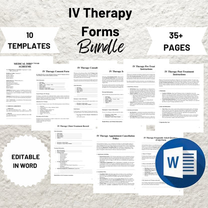 IV Therapy Forms Template Bundle Editable IV Therapy Intake Form Printable IV Therapy Consent Form Intravenous Therapy Consultation Form