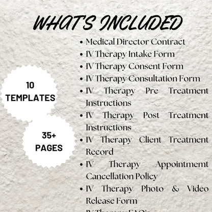 IV Therapy Forms Template Bundle Editable IV Therapy Intake Form Printable IV Therapy Consent Form Intravenous Therapy Consultation Form