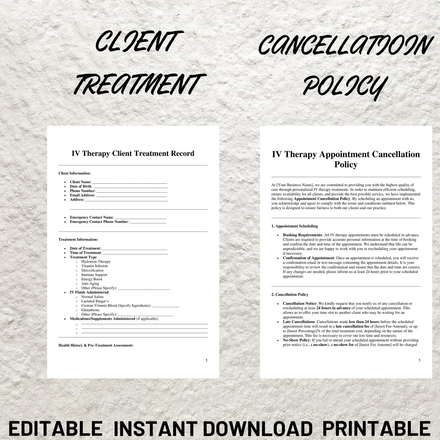 IV Therapy Forms Template Bundle Editable IV Therapy Intake Form Printable IV Therapy Consent Form Intravenous Therapy Consultation Form