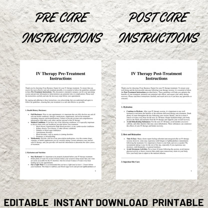 IV Therapy Forms Template Bundle Editable IV Therapy Intake Form Printable IV Therapy Consent Form Intravenous Therapy Consultation Form