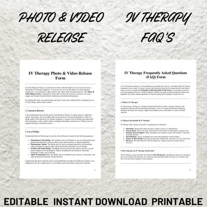 IV Therapy Forms Template Bundle Editable IV Therapy Intake Form Printable IV Therapy Consent Form Intravenous Therapy Consultation Form