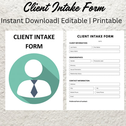 New Client Intake Sheet Form Canva Template Client Questionaire Printable Therapy Sign Up Form Counseling Signup Client Therapy Forms