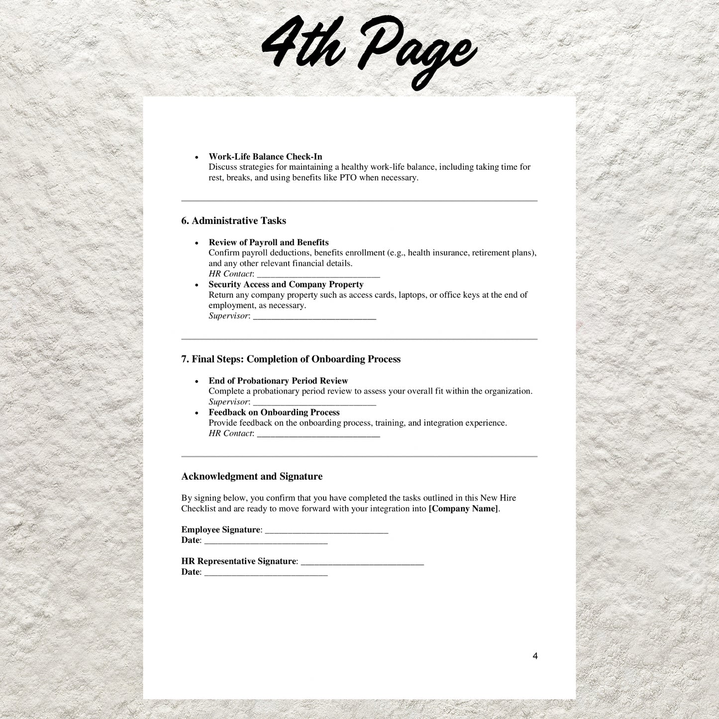 New Hire Checklist Template Editable Employee Onboarding Checklist Printable New Employee Checklist New Hire Paperwork Form HR Template