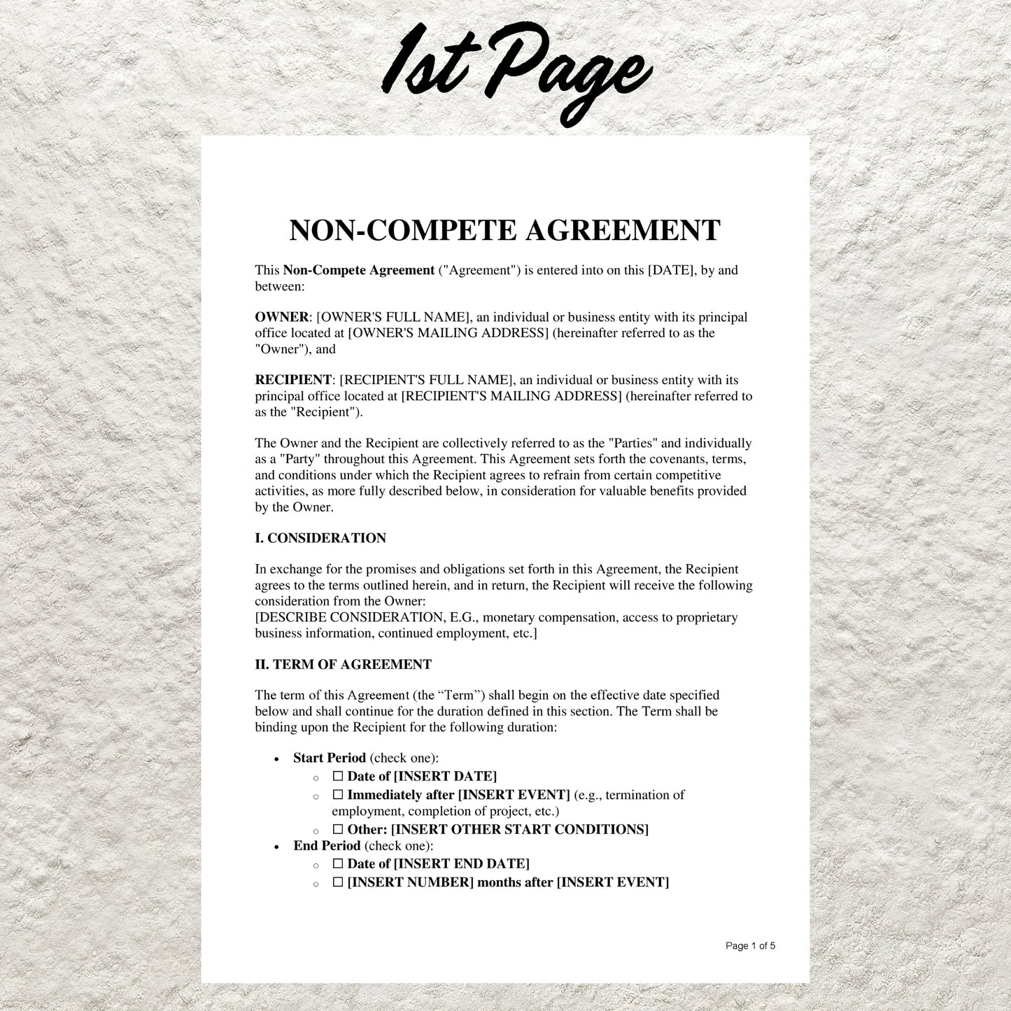 Non Compete Agreement Template Editable Non Solicit Agreement Form Simple Standard Employee Non Compete Contract Template Business Form