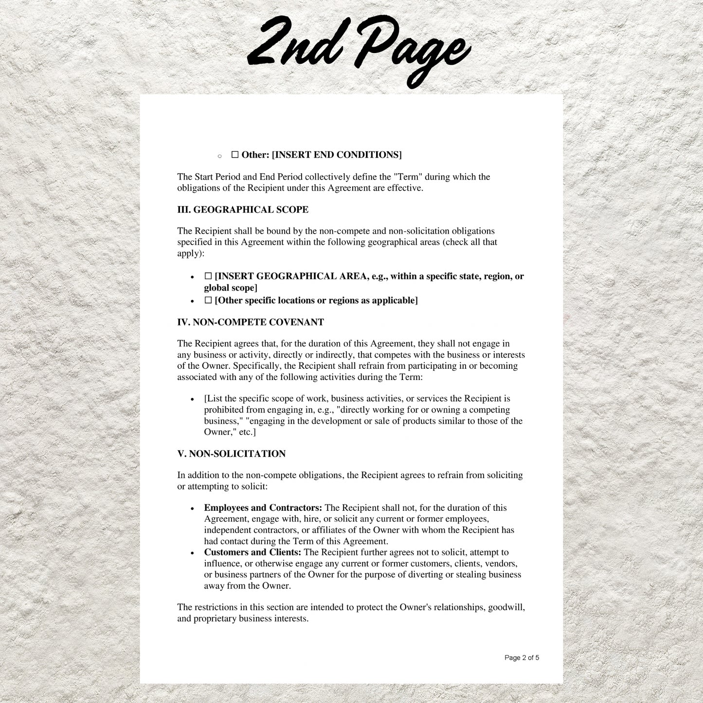 Non Compete Agreement Template Editable Non Solicit Agreement Form Simple Standard Employee Non Compete Contract Template Business Form