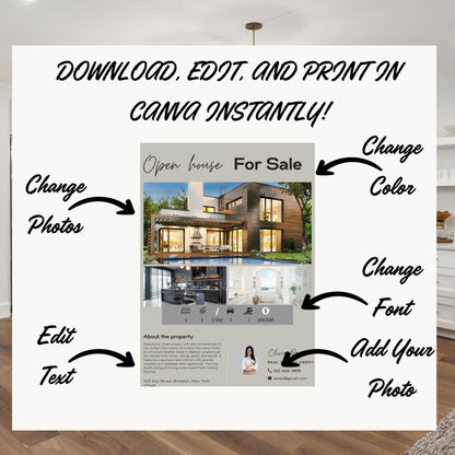 Open House Flyer Template Real Open House Flyer Real Estate Marketing Real Estate Flyer Canva Template Editable  Printable Realtor Flyer