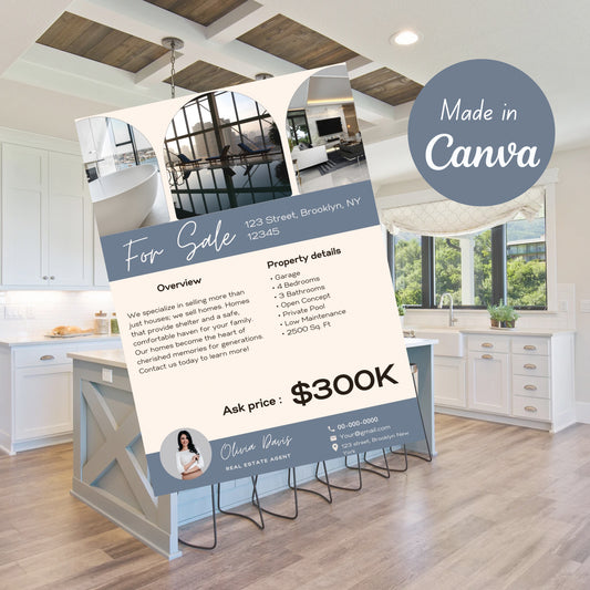 Open House Flyer Template Real Open House Flyer Real Estate Marketing Real Estate Flyer Canva Template Editable  Printable Realtor Flyer