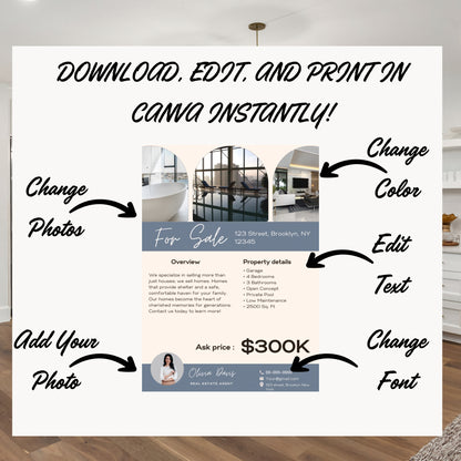 Open House Flyer Template Real Open House Flyer Real Estate Marketing Real Estate Flyer Canva Template Editable  Printable Realtor Flyer