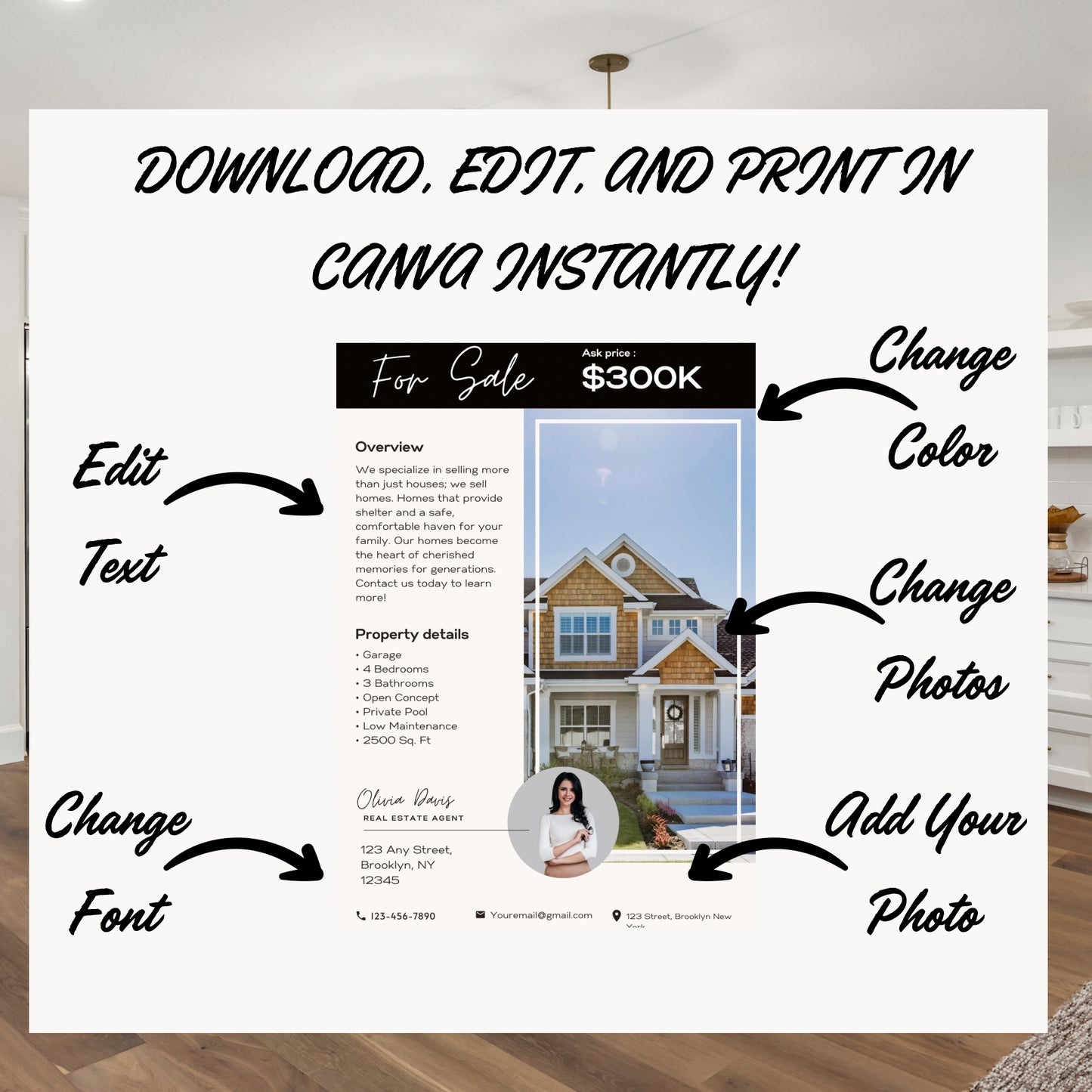 Open House Flyer Template Real Open House Flyer Real Estate Marketing Real Estate Flyer Canva Template Editable  Printable Realtor Flyer