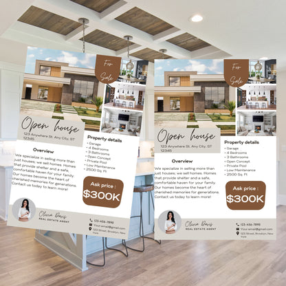 Open House Flyer Template Real Open House Flyer Real Estate Marketing Real Estate Flyer Canva Template Editable  Printable Realtor Flyer