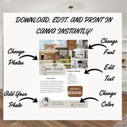 Open House Flyer Template Real Open House Flyer Real Estate Marketing Real Estate Flyer Canva Template Editable  Printable Realtor Flyer