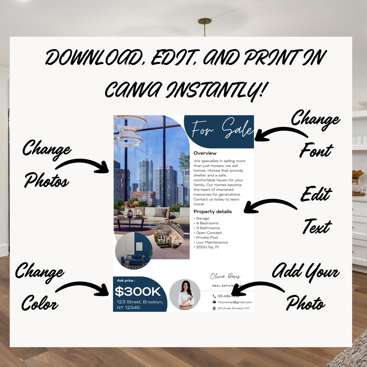 Open House Flyer Template Real Open House Flyer Real Estate Marketing Real Estate Flyer Canva Template Editable  Printable Realtor Flyer