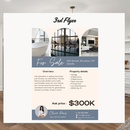 Open House Real Estate Flyer Bundle Canva Template Real Estate Marketing Real Estate Open House Flyer Template Real Estate Flyer Printable