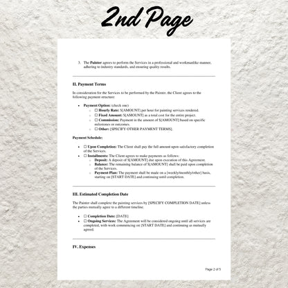 Painting Service Contract Template Editable Interior Home Painting Agreement Printable Exterior Home Painting Agreement Paint Service Form