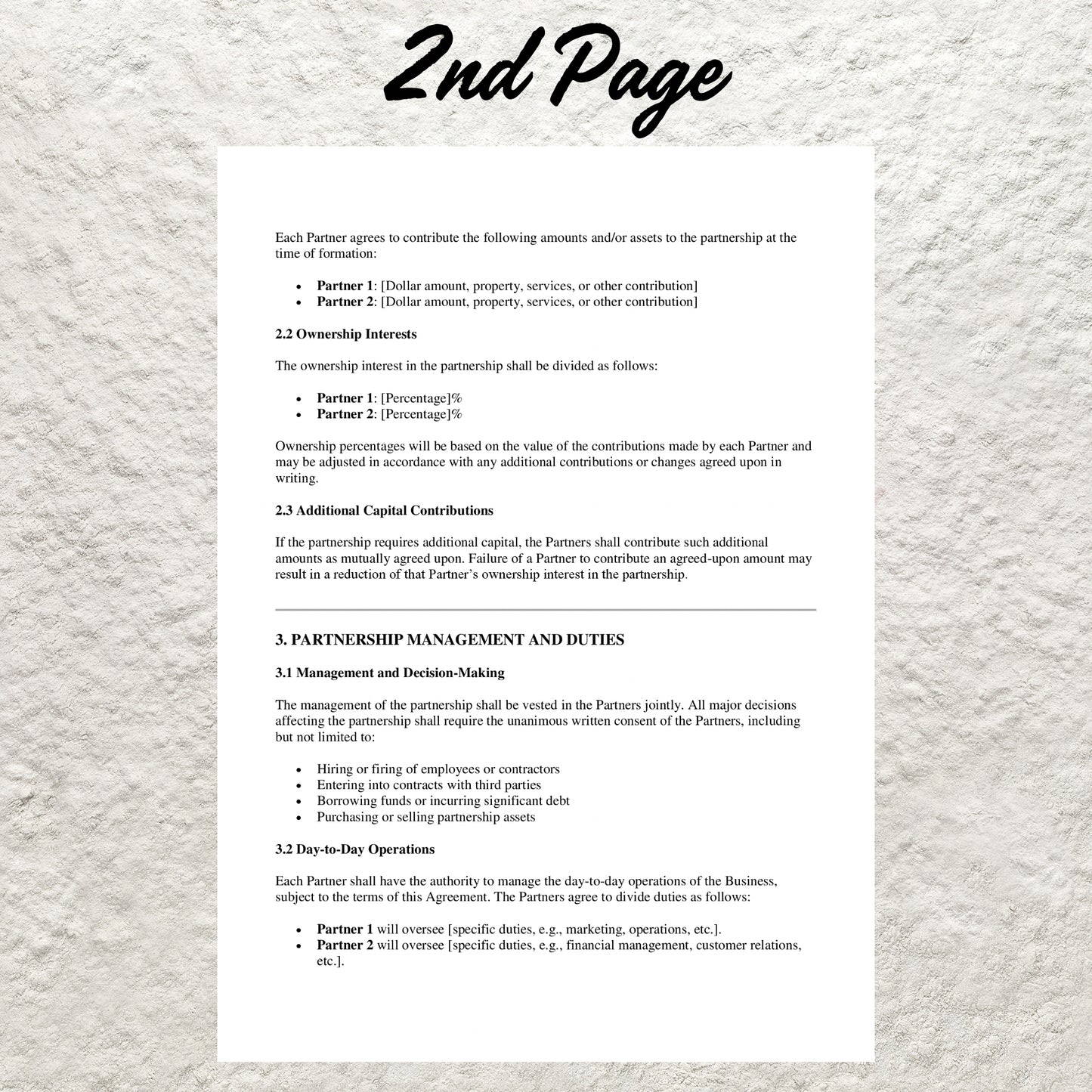 Partnership Agreement Template Editable Business Partnership Agreement Printable Partnership Contract Small Business Partnership Agreement