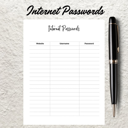 Password Tracker Bundle Template Printable Password Tracker Log Organizer Password Keeper Sheet Fillable Password Journal Instant Download