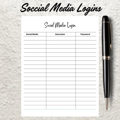 Password Tracker Bundle Template Printable Password Tracker Log Organizer Password Keeper Sheet Fillable Password Journal Instant Download