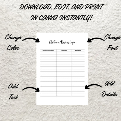 Password Tracker Bundle Template Printable Password Tracker Log Organizer Password Keeper Sheet Fillable Password Journal Instant Download