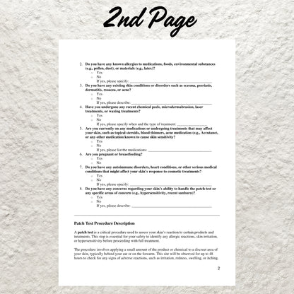 Patch Test Consent Form Template Editable Patch Test Liability Waiver Form Printable Lash Patch Test Consent Esthetician Business Form