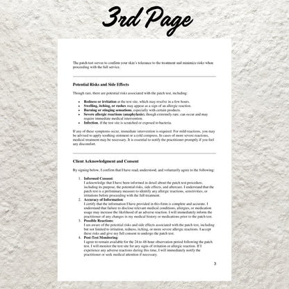 Patch Test Consent Form Template Editable Patch Test Liability Waiver Form Printable Lash Patch Test Consent Esthetician Business Form